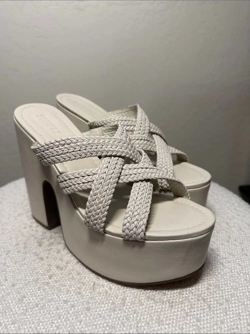 SCHUTZ Aneka Atanado Leather Platform Sandal Size 11